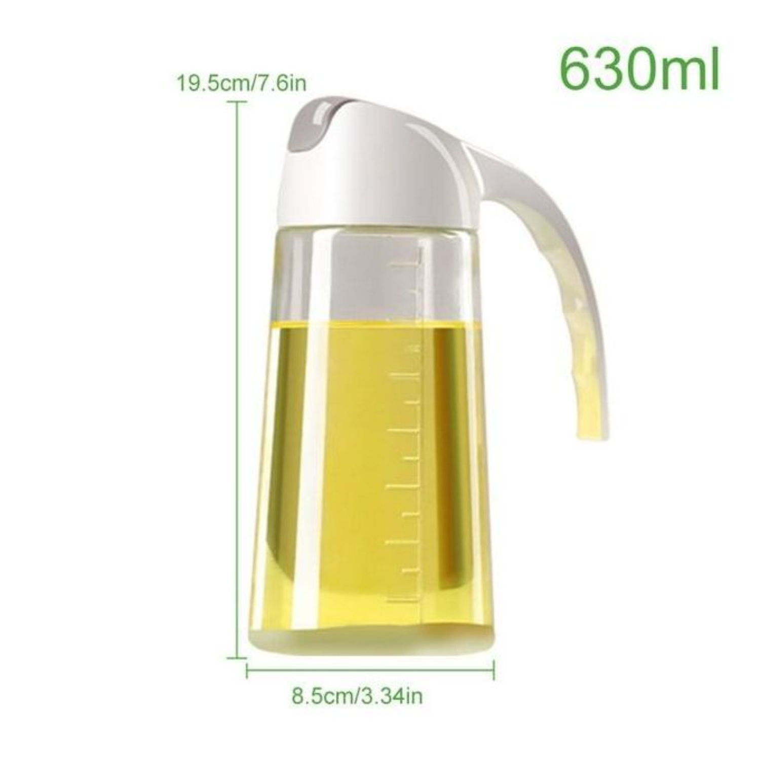 630ml Oil Dispenser Bottle with Handle and Leak-Proof Spout – Transparent Vinegar and Cooking Oil Cruet Jar for Kitchen, Salad, and Frying Use