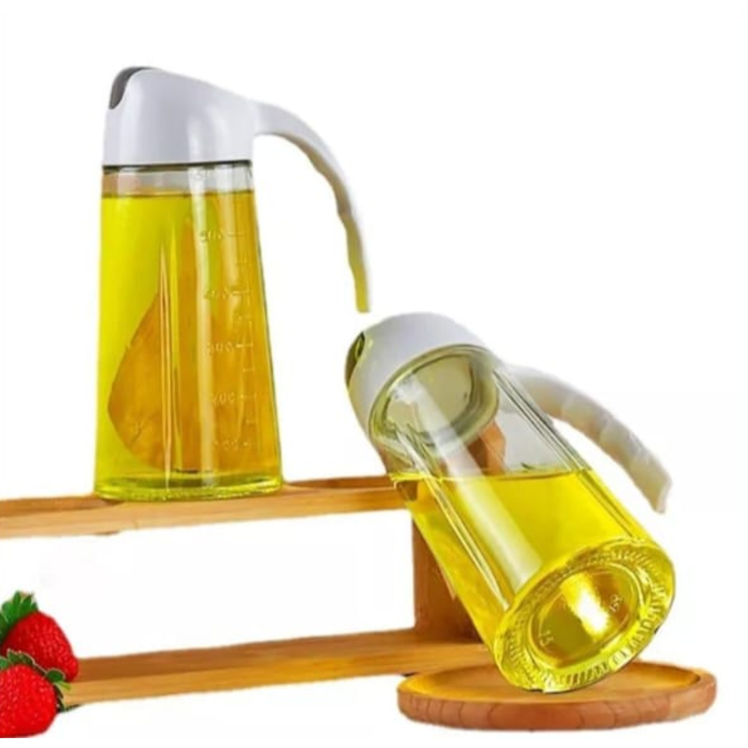 630ml Oil Dispenser Bottle with Handle and Leak-Proof Spout – Transparent Vinegar and Cooking Oil Cruet Jar for Kitchen, Salad, and Frying Use