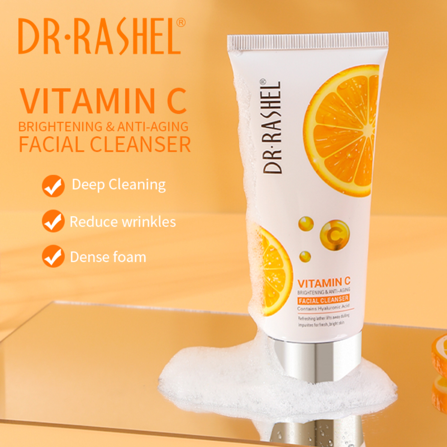 Dr Rashel Vitamin C Skincare Set 4-in-1 – Cleanser, Essence Toner, Brightening Serum & Face Cream for Glowing Skin, Dark Spot Removal, Anti-Aging & Hydration