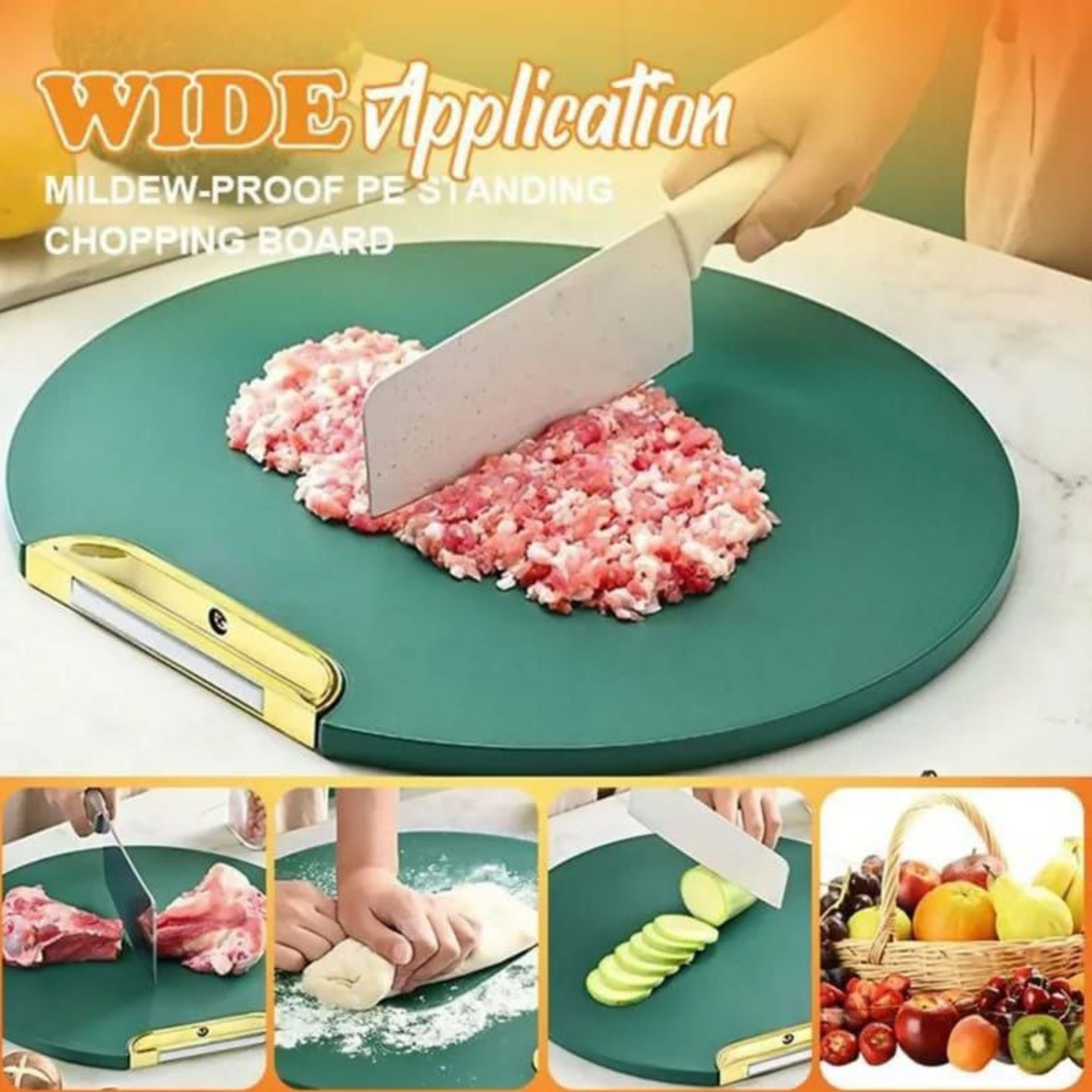 Antibacterial PE Chopping Board – Anti-Mildew, Anti-Skid, Easy to Clean Cutting Board for Meat, Fruits & Vegetables
