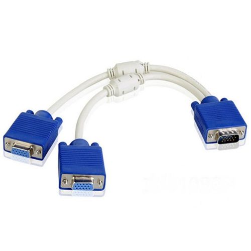 VGA Splitter Cable, 15Pin 1 Male to 2 Female Y Adapter Monitor Converter Cable for PC Video Computer TV Projector