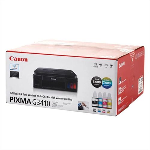 (Buy and GET FREE REAM PAPER, PRINTER CABLE & MOUSE PAD) Canon PIXMA G3410 MEGATANK All-In-One Wireless Printer, Black +Free Ream Paper ,Printer Cable and Mouse Pad)