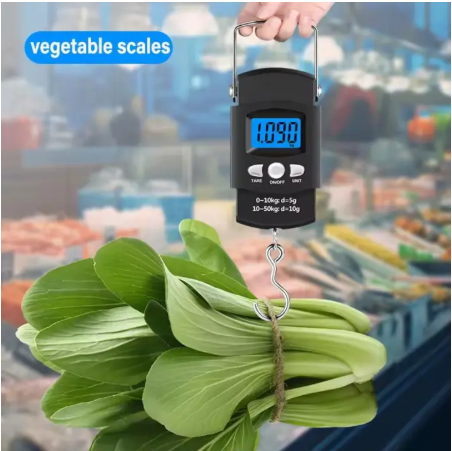 Digital 50Kgs Portable Rechargeable Hanging Weighing Scale with LCD Display for Luggage, Travel, Kitchen, Shops and Outdoor Use – Compact, Accurate, Durable and Easy to Carry