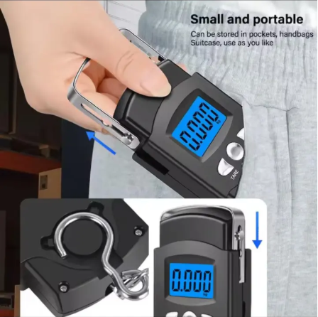 Digital 50Kgs Portable Rechargeable Hanging Weighing Scale with LCD Display for Luggage, Travel, Kitchen, Shops and Outdoor Use – Compact, Accurate, Durable and Easy to Carry