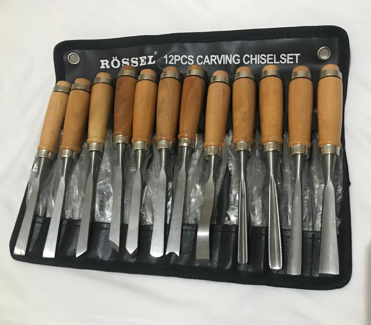 Rossel-12 Pieces  Professional Wood Carving Hand Chisel Tool Set  and Woodworking Gouges Steel