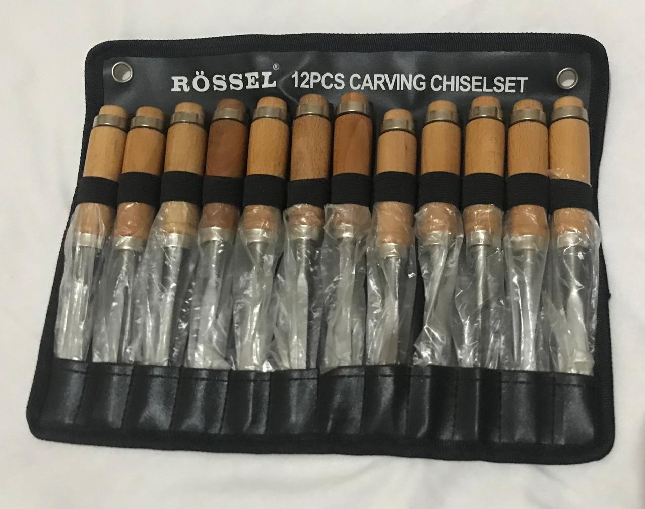 Rossel-12 Pieces  Professional Wood Carving Hand Chisel Tool Set  and Woodworking Gouges Steel