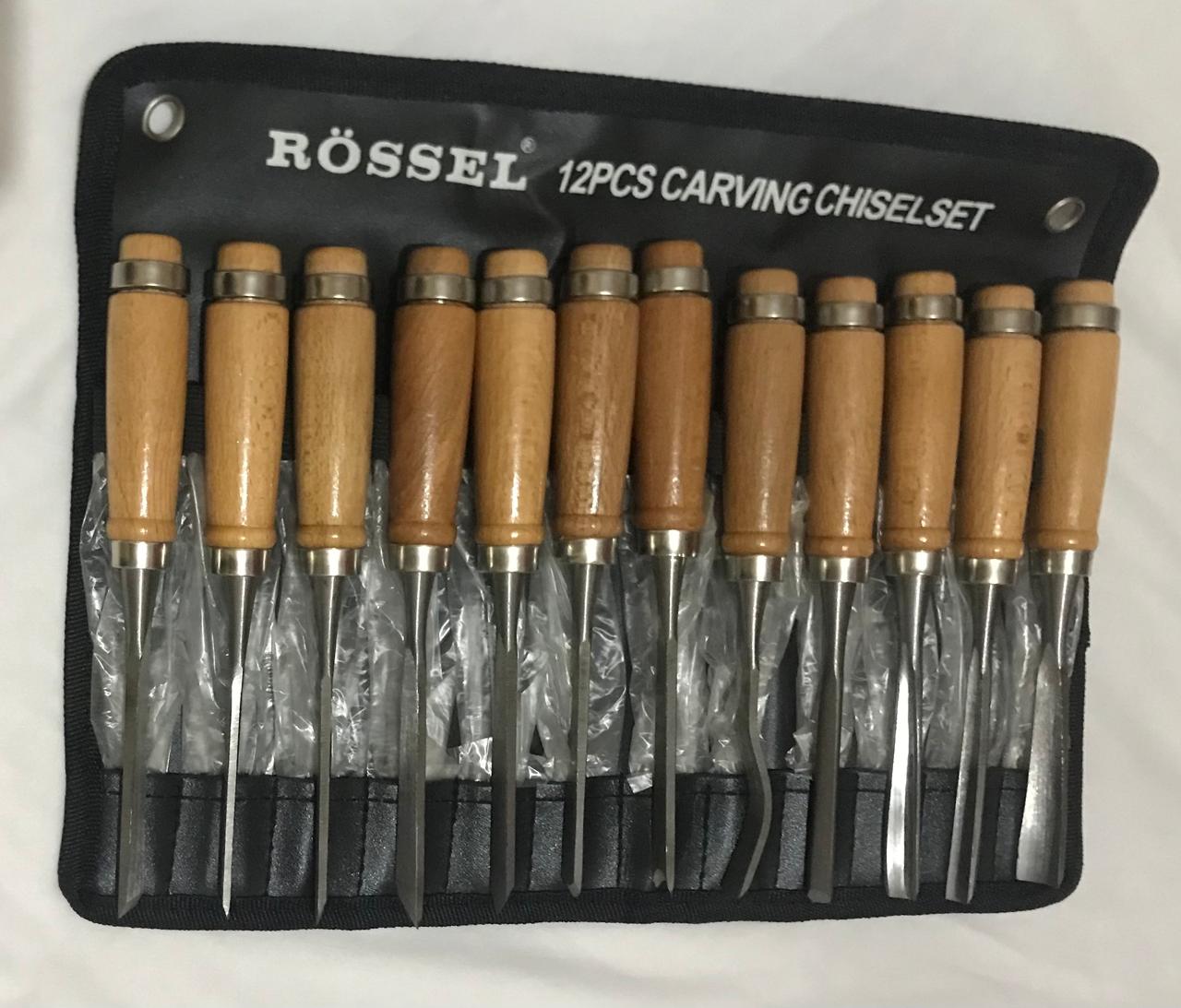 Rossel-12 Pieces  Professional Wood Carving Hand Chisel Tool Set  and Woodworking Gouges Steel