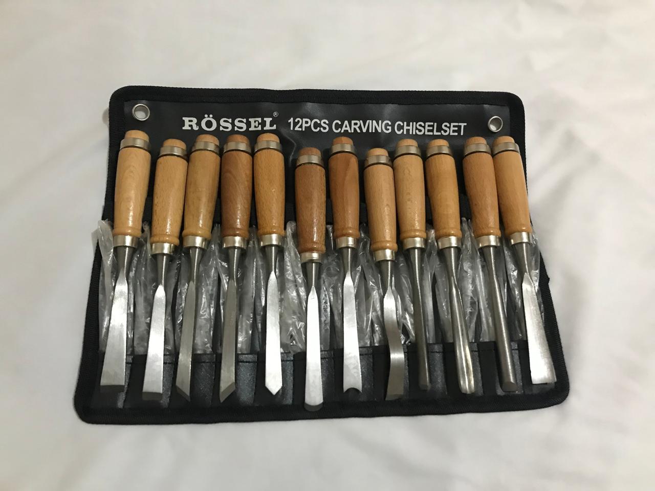 Rossel-12 Pieces  Professional Wood Carving Hand Chisel Tool Set  and Woodworking Gouges Steel