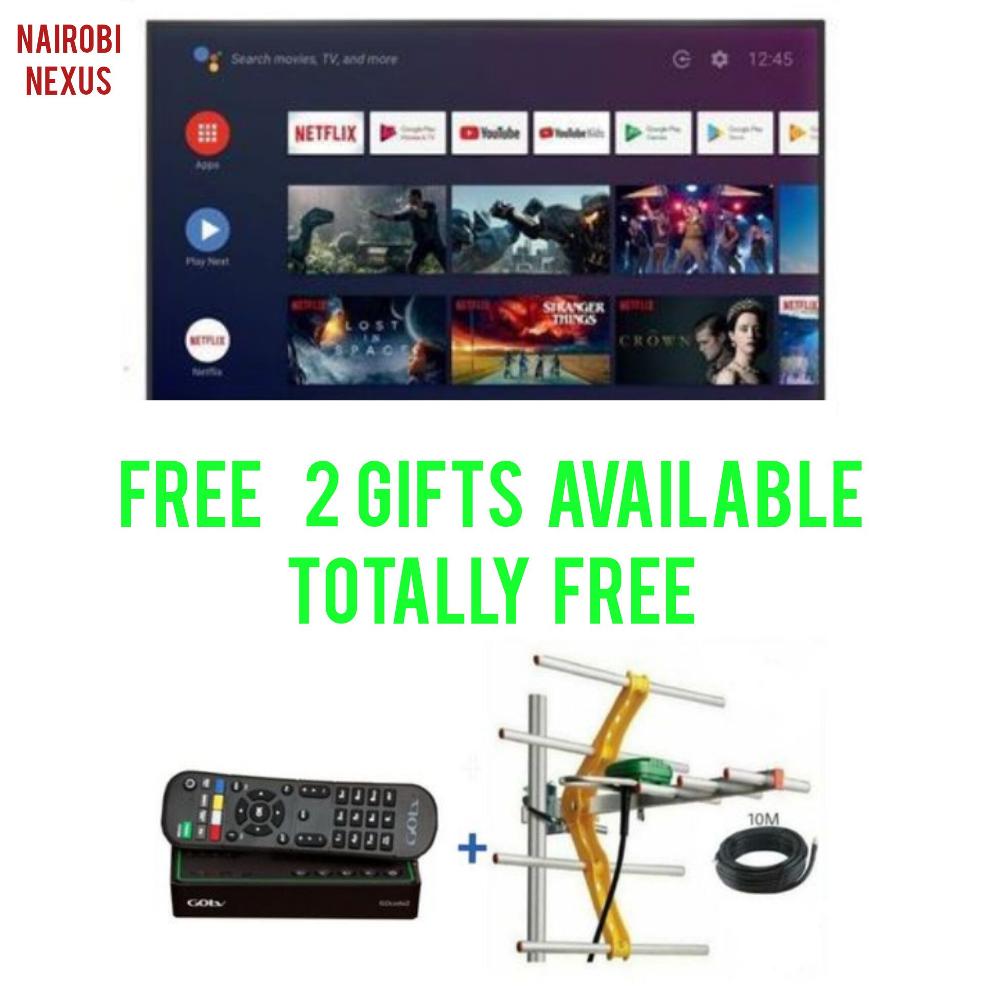 Vitron HTC3200S,32"Inch Bluetooth abled Frameless Smart Android TV Netflix YoutubeInbuilt Decoder App Store (1 YEAR WARRANTY) + Free Antenae + Free Gotv Decorder Just for You.Hurry up And Place order.
