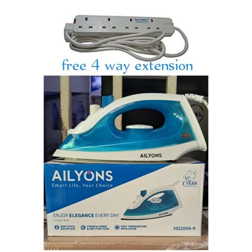 Ailyons STEAM Iron Box Non-Stick Sole Plate Efficient Iron Box Plus Free Extension Cable + Free 1 Year Service Warrant + Free Delivery To your Doorstep Today