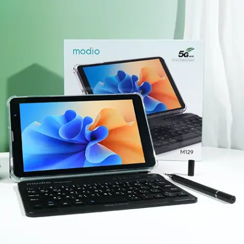 {Random color} Brand New Modio M129 Tablet PC, Display 8"inch, Memory 512GB ROM + 8GB RAM, Battery 5000mah, Camera 8mp+5mp, Dual SIM, Flip case, Keyboard & Touch pen TABLET!!