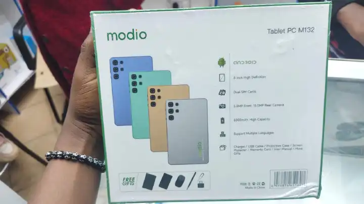 Modio M132 Tablet PC, Display 8"inch, Memory 512GB ROM + 8GB RAM, Battery 5000mah, Camera 13mp+5mp, Dual SIM, Flip case, Keyboard & Touch pen TABLET!!