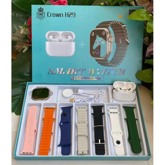 Crown H29 With Seven Straps Smart Watch plus Earbuds