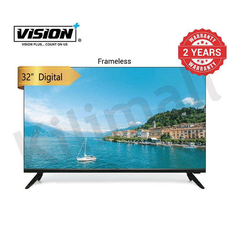 Vision Plus 32 inch digital frameless Television VP8832DF HD TV, Dolby Audio Slim Design HDMI and USB ports optimized Connectivity 2 years warranty