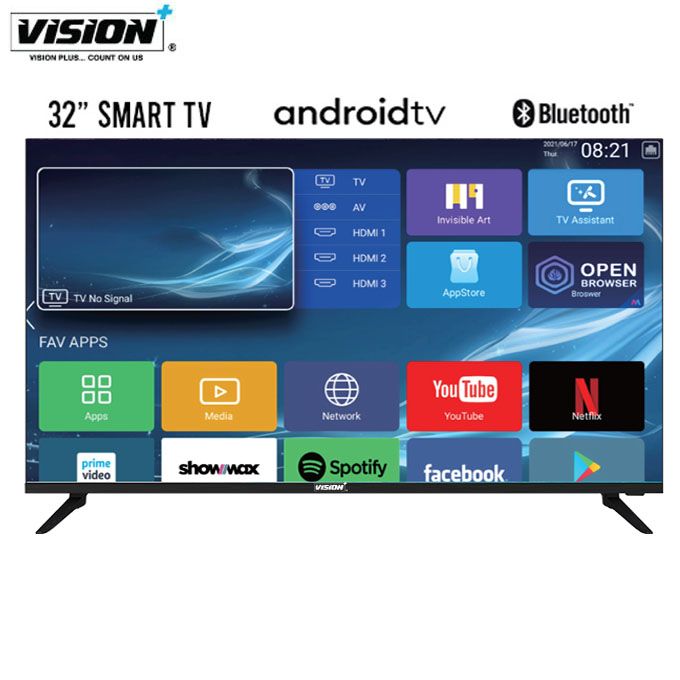 Vision Plus 32 inch digital frameless Television VP8832DF HD TV, Dolby Audio Slim Design HDMI and USB ports optimized Connectivity 2 years warranty