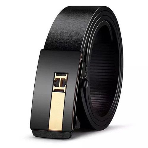New Men's Fashion Business Belt Automatic Buckle - Black