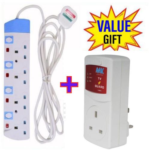 Power King HOME BEST 4 WAY POWER EXTENSION WITH LONG CABLE+FREE TV GUARD