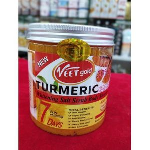 VEET GOLD Turmeric Tumeric Whitening Salt Scrub Body Shower Cream 500g aims to reduce the appearance of wrinkles and fine lines while restoring skin radiance extract to lighten dark spots,hyperpigment