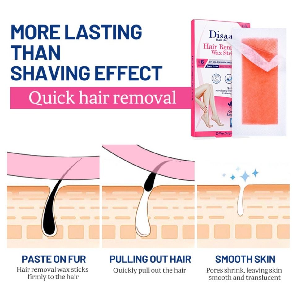 Disaar Hair Removal Wax Strip, Quick Hair Removal -20 Wax Strips Formulas often feature natural beeswax and plant extracts such as Aloe Vera, Argan Oil, Shea Butter, or Cucumber to soothe and nourish