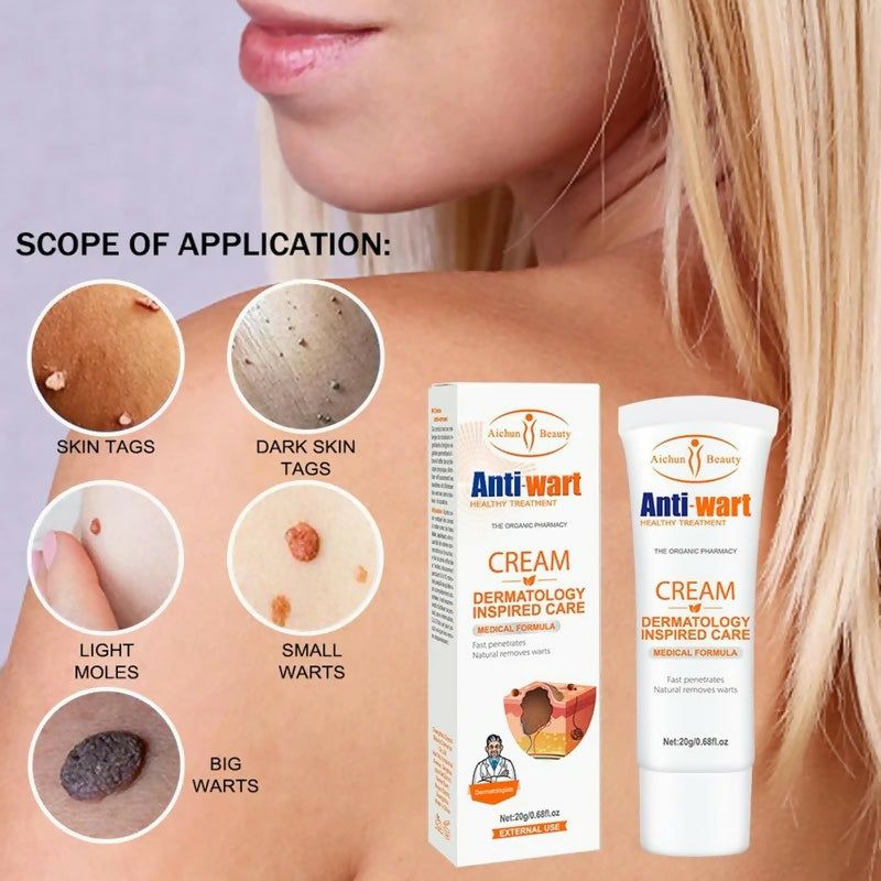 Aichun Beauty Anti-Wart Cream Warts Remover Cream Wart Treatment, Skin Tags & Light Moles Removal -20g