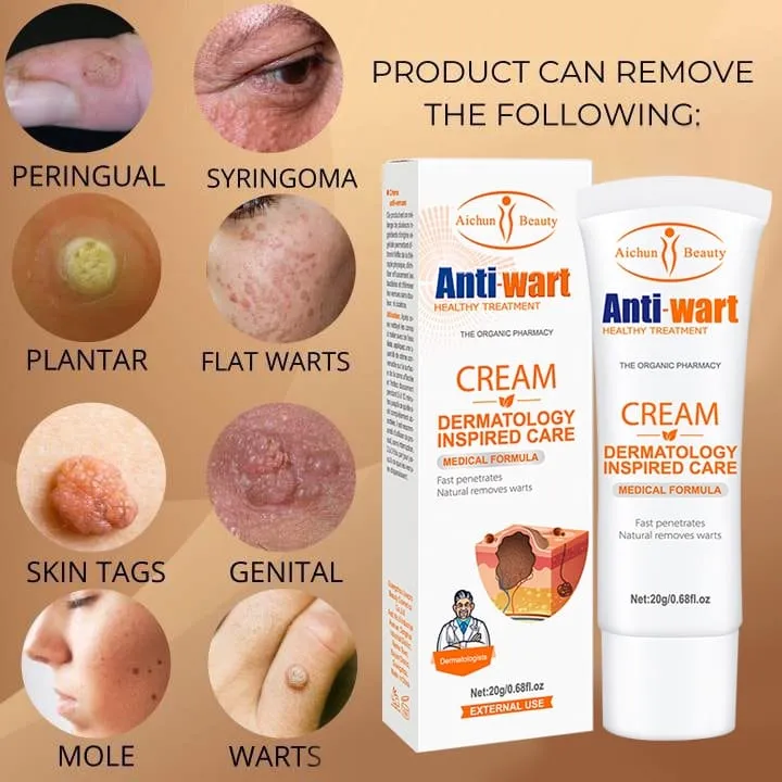 Aichun Beauty Anti-Wart Cream Warts Remover Cream Wart Treatment, Skin Tags & Light Moles Removal -20g
