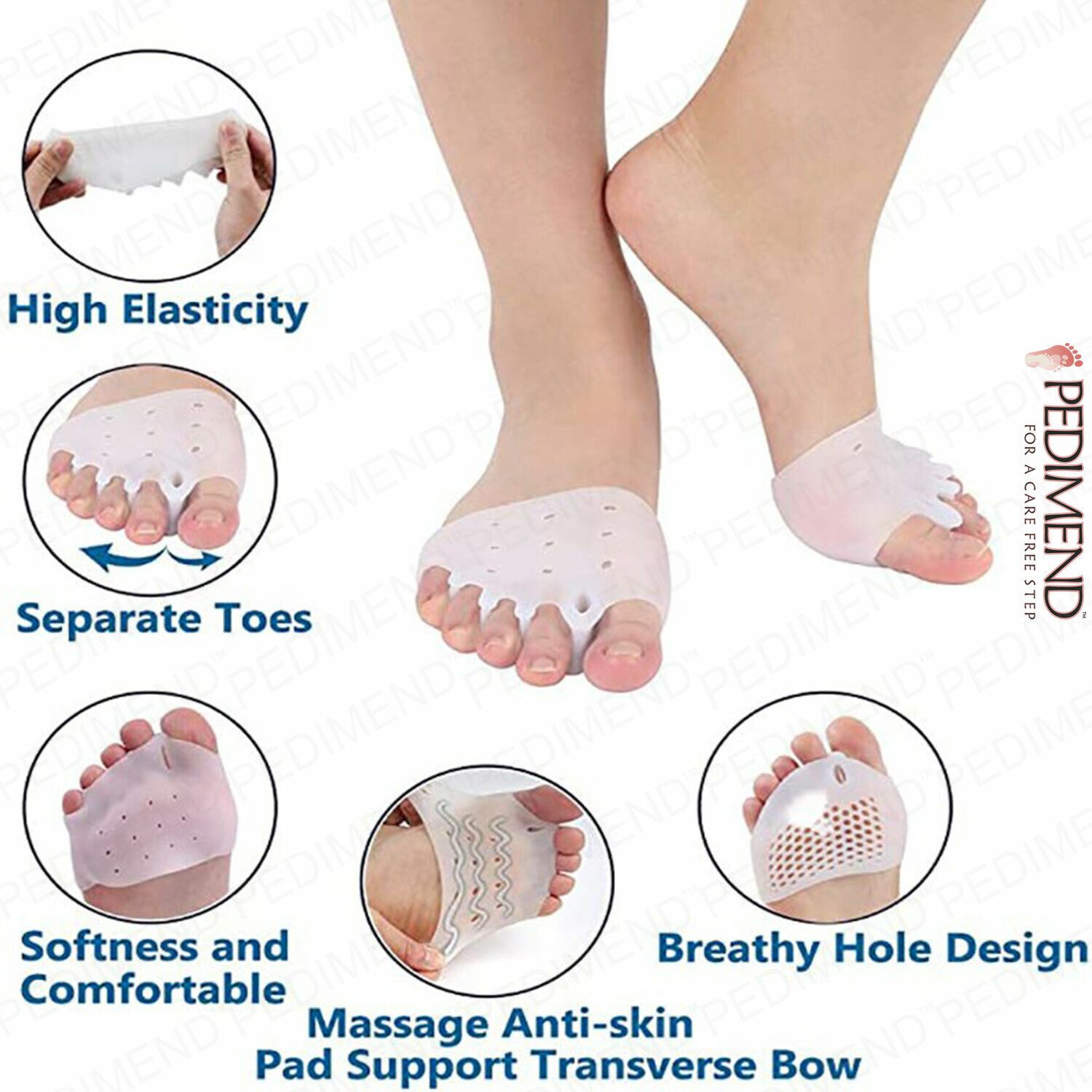 Five Toes Forefoot Pads For High Heels Metatarsal Pads Foot Cushion Half Insoles Inserts