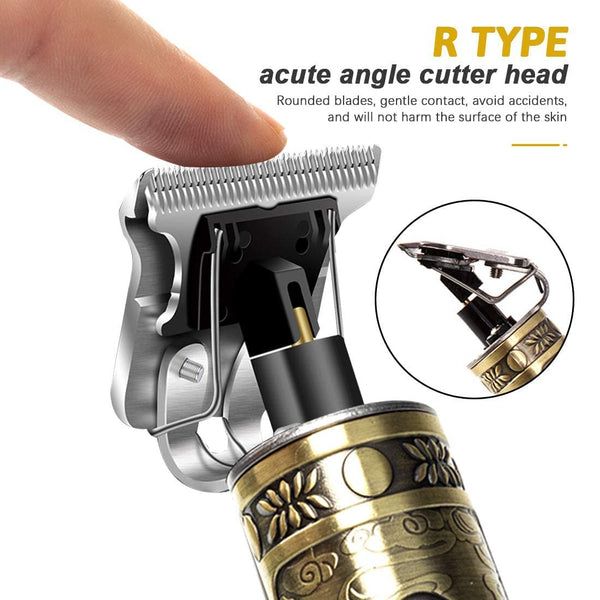 Vintage MINI T9 Dragon Rechargeable Hair Clipper Gold - BABY FRIENDLY.Precision design stainless steel, super sharp V-shaped cutting angle design, smoother haircut.