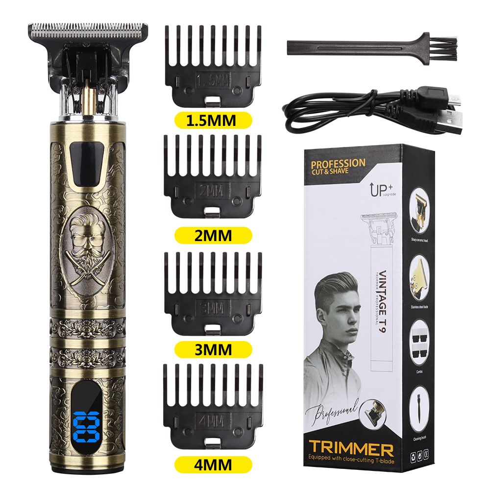 Vintage MINI T9 Dragon Rechargeable Hair Clipper Gold - BABY FRIENDLY.Precision design stainless steel, super sharp V-shaped cutting angle design, smoother haircut.