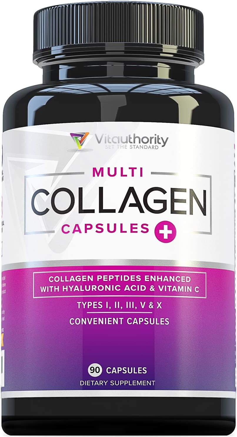 Multi collagen capsules that contains collagen peptides enhanced with hyaluronic acid & vitamin c
