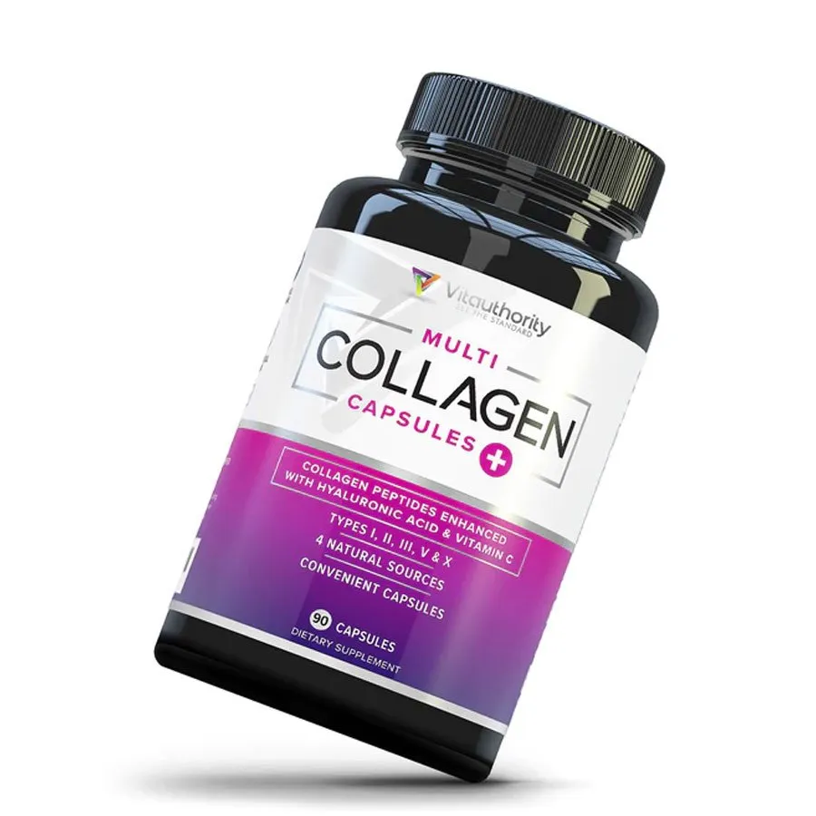 Multi collagen capsules that contains collagen peptides enhanced with hyaluronic acid & vitamin c