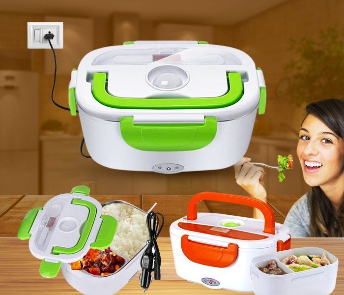 Electric Heated Lunch Box Food Warmer With Partitions. It has a ventilation system that helps keep food fresh and is made with high temperature resistant material.