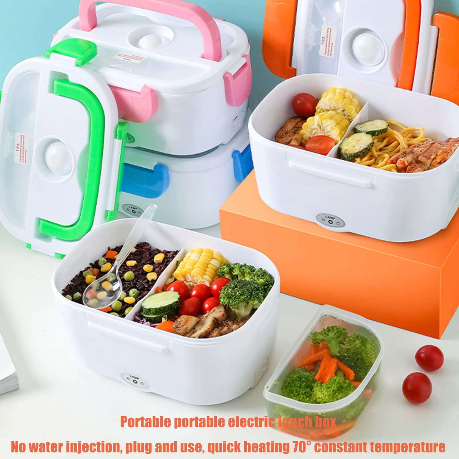 Electric Heated Lunch Box Food Warmer With Partitions. It has a ventilation system that helps keep food fresh and is made with high temperature resistant material.