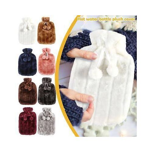 2L Hot Water Bottle with Cover imitation rabbit hair,Hot Water Bag for Bed Warm Neck Shoulder Pain Hand Feet Warmer Menstrual Cramps Hot Compress
