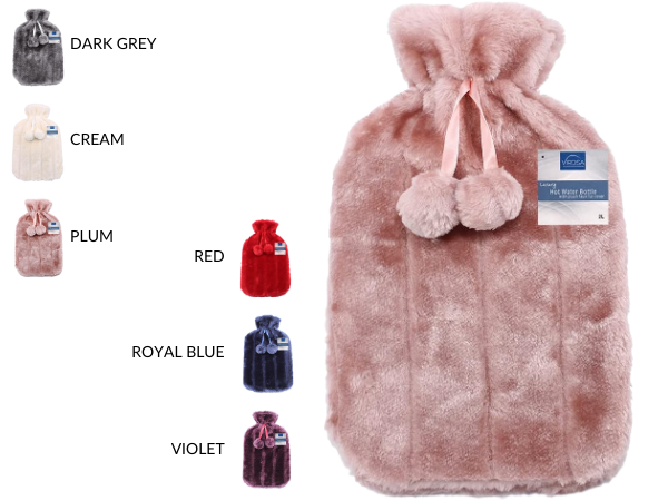 2L Hot Water Bottle with Cover imitation rabbit hair,Hot Water Bag for Bed Warm Neck Shoulder Pain Hand Feet Warmer Menstrual Cramps Hot Compress