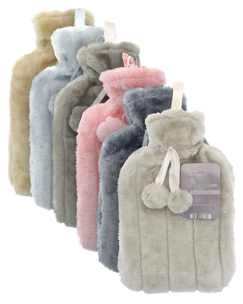 2L Hot Water Bottle with Cover imitation rabbit hair,Hot Water Bag for Bed Warm Neck Shoulder Pain Hand Feet Warmer Menstrual Cramps Hot Compress