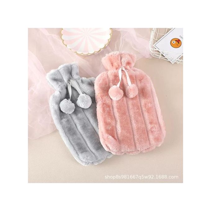 2L Hot Water Bottle with Cover imitation rabbit hair,Hot Water Bag for Bed Warm Neck Shoulder Pain Hand Feet Warmer Menstrual Cramps Hot Compress