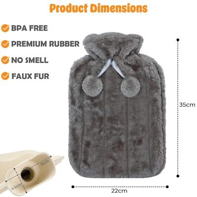 2L Hot Water Bottle with Cover imitation rabbit hair,Hot Water Bag for Bed Warm Neck Shoulder Pain Hand Feet Warmer Menstrual Cramps Hot Compress
