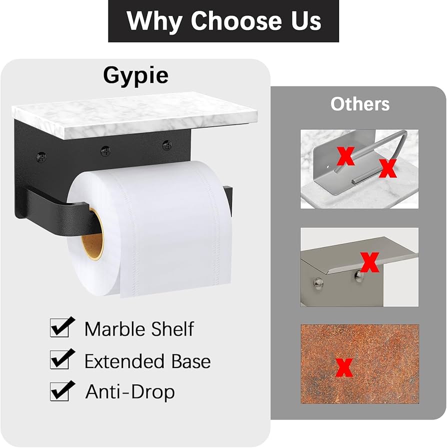 Punch Free Toilet Tissue Holder Bathroom Wall Mounted Waterproof Tissue Storage Box with Phone Shelf Strong Adhesive Durable Space Saving