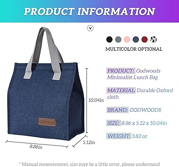 Tote lunch bag.The bag is made with a durable outer material and a waterproof, insulated foil lining that keeps contents cool or warm for hours.The convenient handle and secure zipper closure .