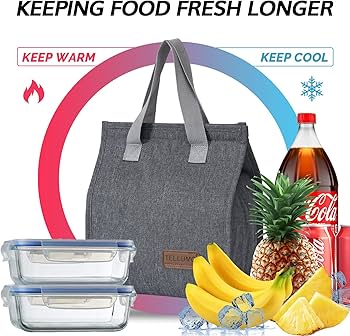 Tote lunch bag.The bag is made with a durable outer material and a waterproof, insulated foil lining that keeps contents cool or warm for hours.The convenient handle and secure zipper closure .