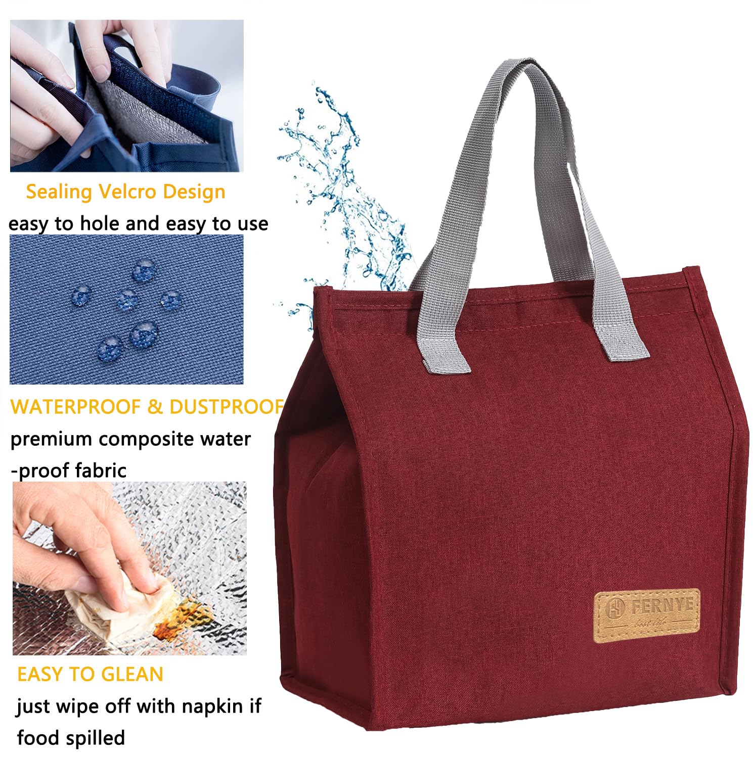 Tote lunch bag.The bag is made with a durable outer material and a waterproof, insulated foil lining that keeps contents cool or warm for hours.The convenient handle and secure zipper closure .