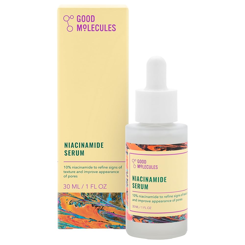 GOOD MOLECULES NIACINAMIDE SERUM Minimize For Smooth, Plump Even Skin And Pores Formulated with 10% Niacinamide (vitamin B3) this lightweight serum helps to refine skin tone and texture for a brighter