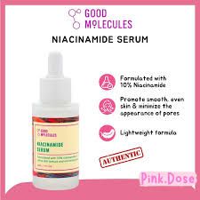 GOOD MOLECULES NIACINAMIDE SERUM Minimize For Smooth, Plump Even Skin And Pores Formulated with 10% Niacinamide (vitamin B3) this lightweight serum helps to refine skin tone and texture for a brighter