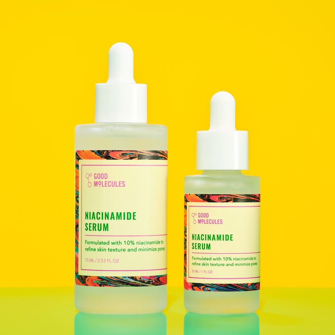 GOOD MOLECULES NIACINAMIDE SERUM Minimize For Smooth, Plump Even Skin And Pores Formulated with 10% Niacinamide (vitamin B3) this lightweight serum helps to refine skin tone and texture for a brighter