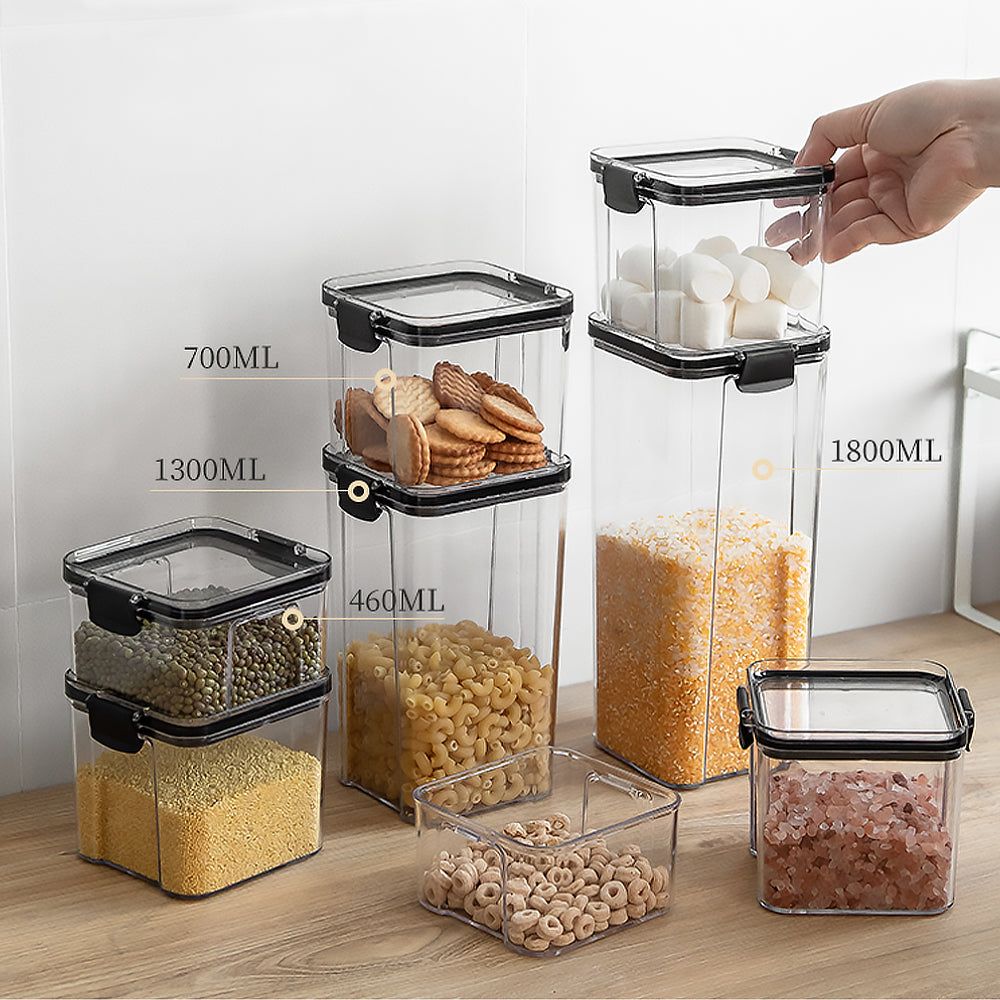 8pcs Food/Pantry Storage Container s, they are perfect for storing dry goods, snacks, cereals, spices, and more.Airtight and Comes with free stickers + Pen + Measuring Spoons .