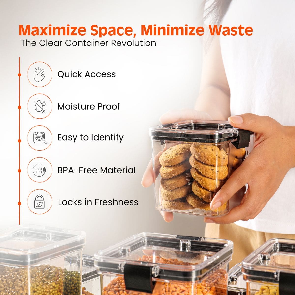 8pcs Food/Pantry Storage Container s, they are perfect for storing dry goods, snacks, cereals, spices, and more.Airtight and Comes with free stickers + Pen + Measuring Spoons .