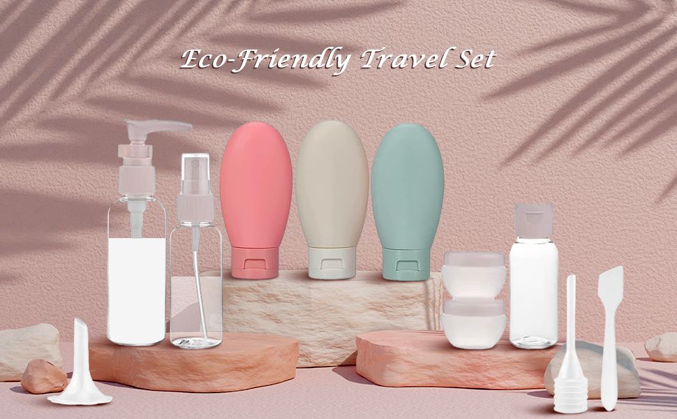11 Pcs Travel Refillable Bottles Lotion Spray Travel Bottles lotion bottle 80ml, spray bottle 50ml, empty bottle 30ml, cream bottle 10g/2 Squeeze bottle 60ml/3; set: 135g Color: transparent.