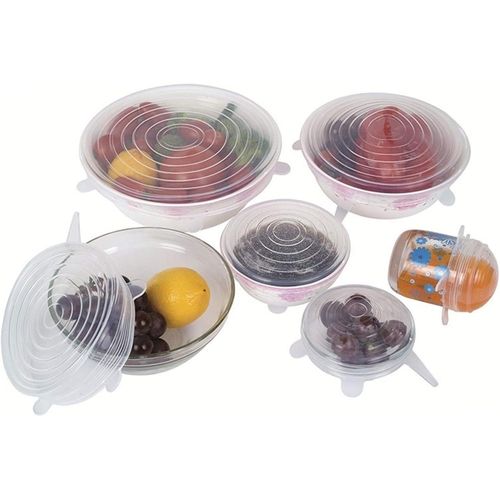 Best 6-Pack Silicone Stretch Lids Cover For Bowl,pots,jars silicone food saver lids can be used to cover cooked food, fruit, salads, sauces, as well as drinks like coffee, tea, juice and more.
