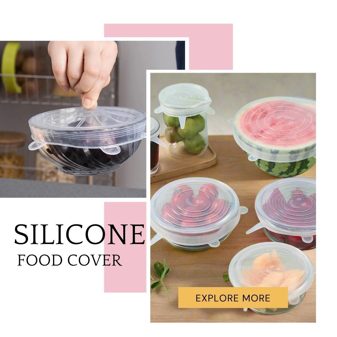 Best 6-Pack Silicone Stretch Lids Cover For Bowl,pots,jars silicone food saver lids can be used to cover cooked food, fruit, salads, sauces, as well as drinks like coffee, tea, juice and more.