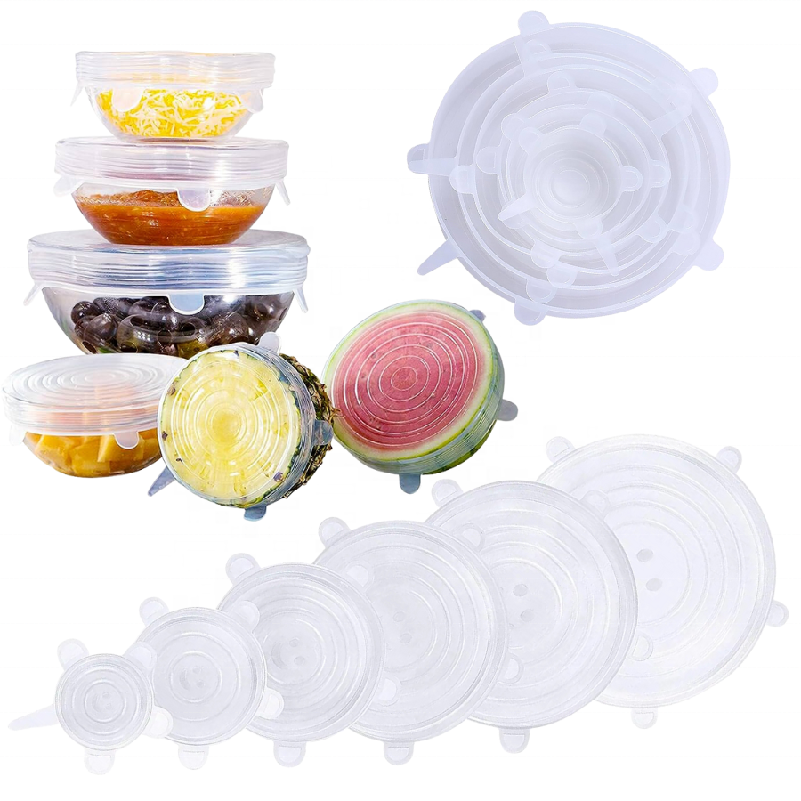 Best 6-Pack Silicone Stretch Lids Cover For Bowl,pots,jars silicone food saver lids can be used to cover cooked food, fruit, salads, sauces, as well as drinks like coffee, tea, juice and more.